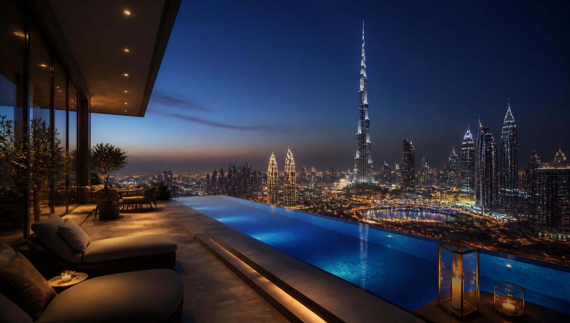 Dubai skyline viewed from a luxury residence